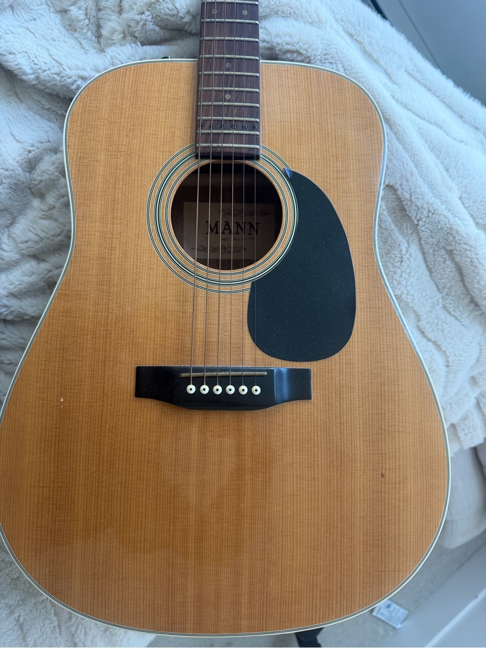 Vintage 1980s MANN Acoustic-Electric Guitar with Hard Case made in Korea